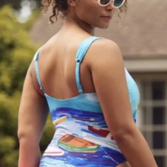 Anthropologie Maeve Chase One-piece boat swimsuit NWOT - Picture 2 of 5